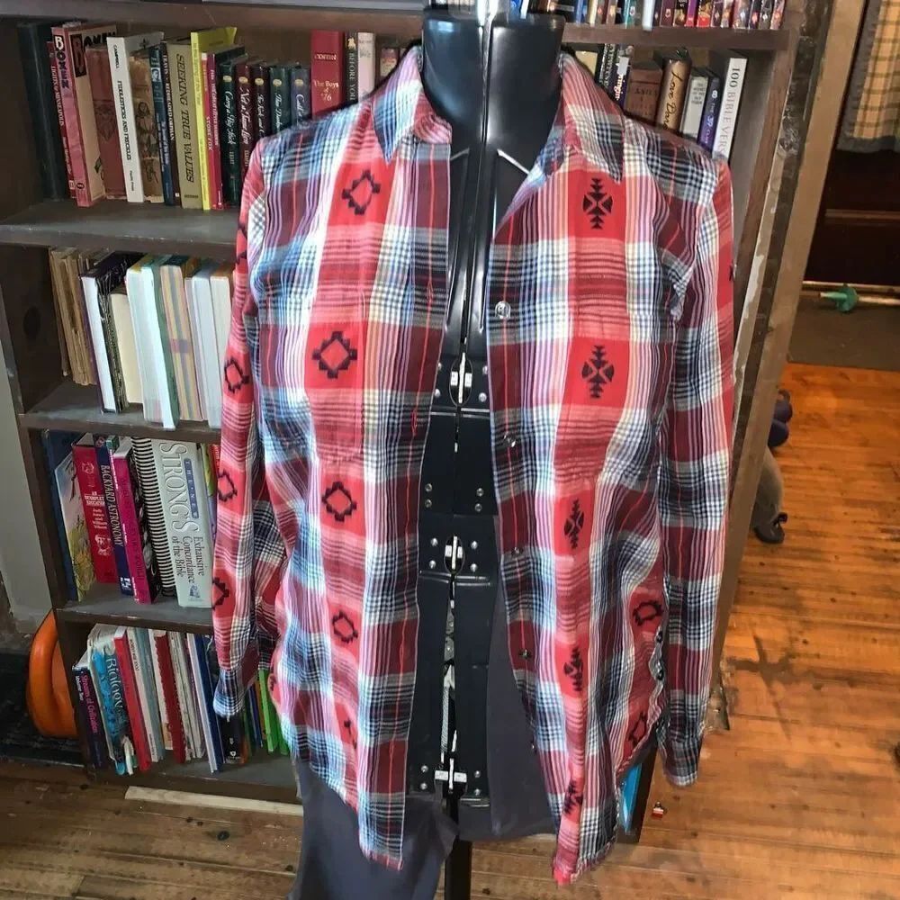 Ariat western red plaid S western button down shirt